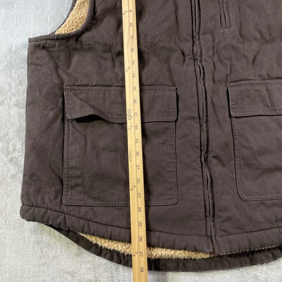 Lee Workwear Vest Mens XL Brown Sherpa Lined Padded Pockets Outdoor Western - Picture 4 of 9